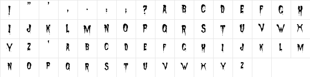 Sanguinary Regular  glyph index