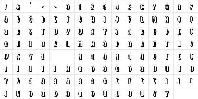 Homenuli Shadow Regular  glyph index