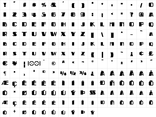 Indochine NF Regular  glyph index