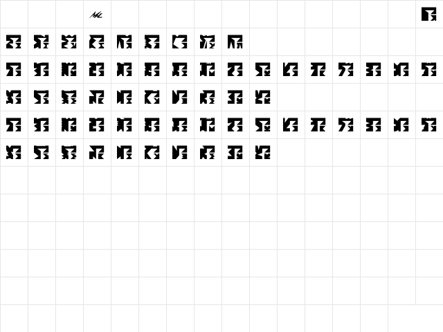 Tholian Bold  glyph index