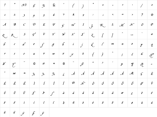 Opsmarckt Medium  glyph index
