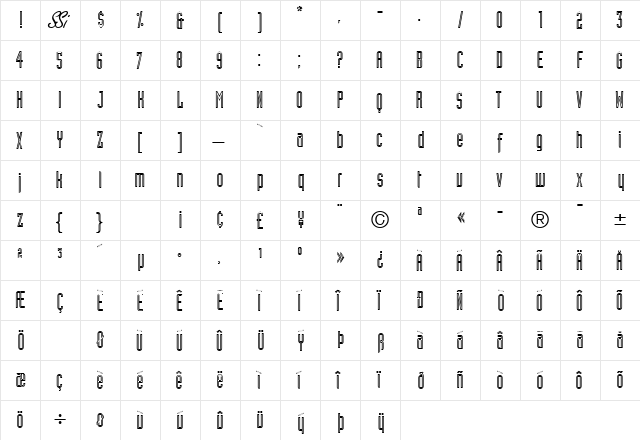 AssemblyOutlineSSK Regular  glyph index