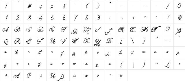 Adelia Regular  glyph index