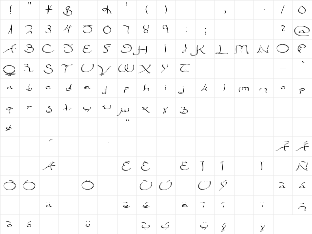 Bizancia Regular  glyph index