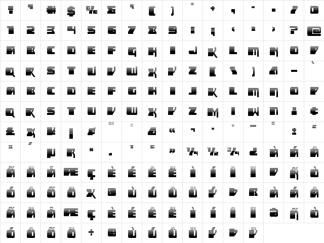 Space Runner Halftone Regular  glyph index