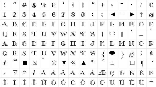 Cg Medium  glyph index