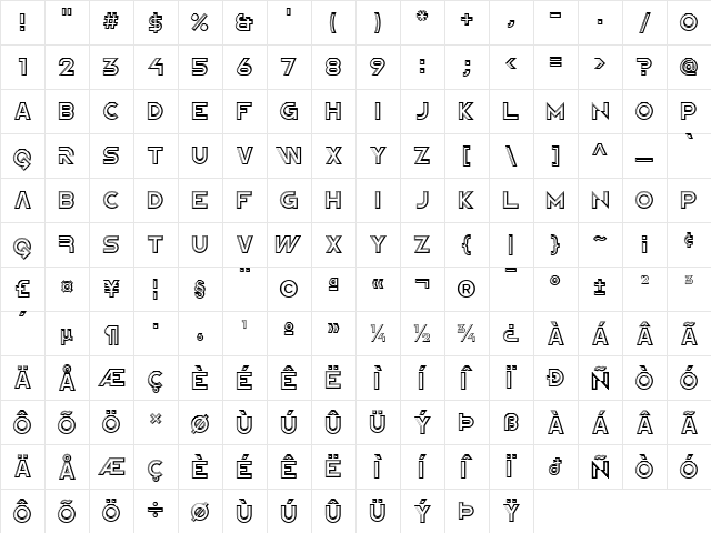 NewtronICG Regular  glyph index