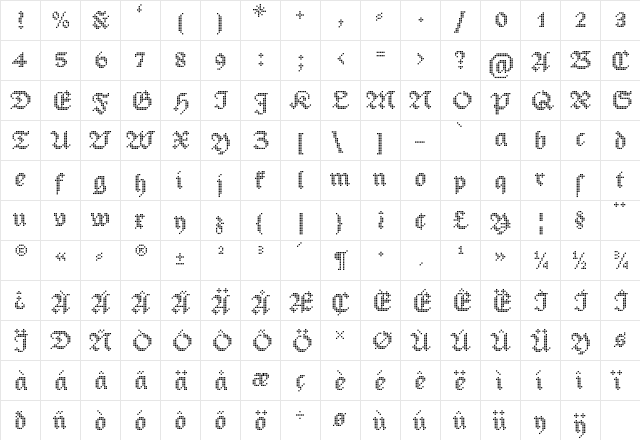 GP.F Bitur Regular  glyph index