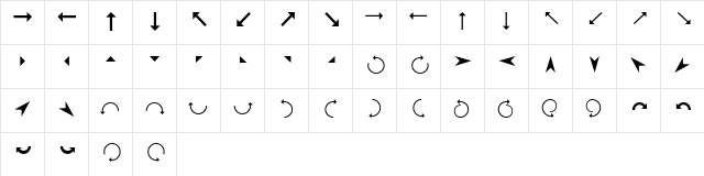 Arrows Regular  glyph index