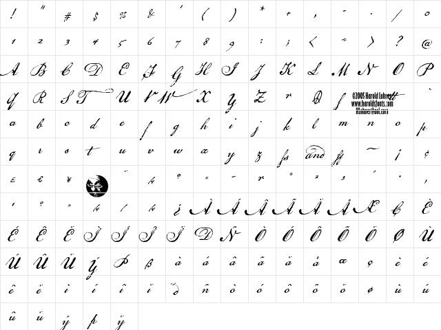 National Archive Regular  glyph index