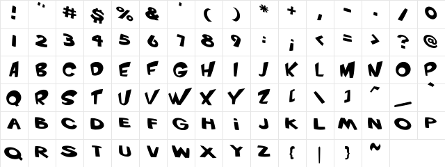 VTC ScreamItLoud Regular  glyph index