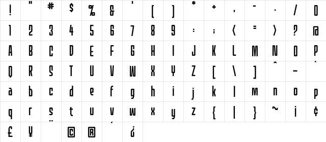 MechEffects One LC BB Regular  glyph index
