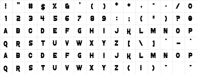 Confetti Western Regular  glyph index