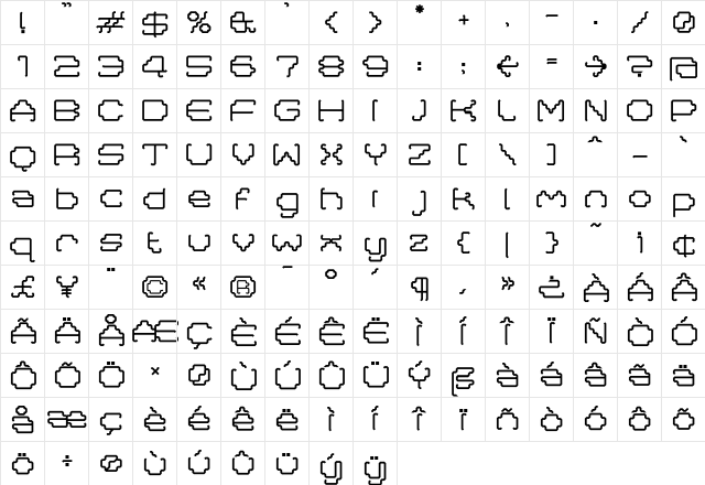 Masta Regular  glyph index