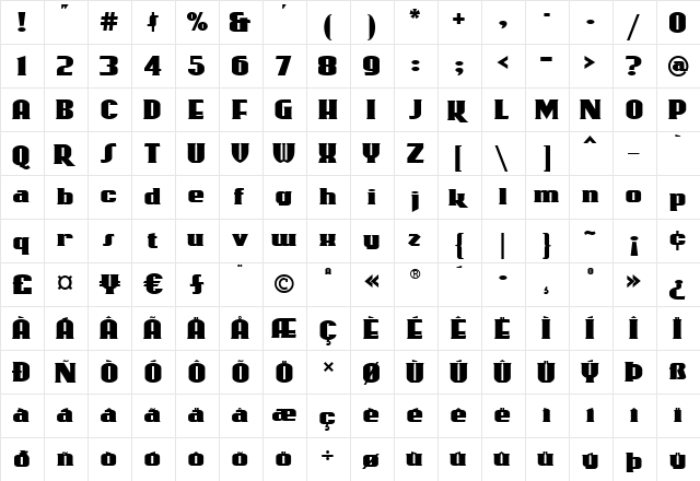 2 Woody DNA Regular  glyph index