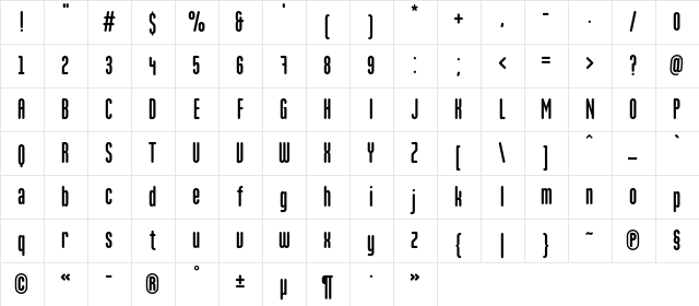MartenC Regular  glyph index