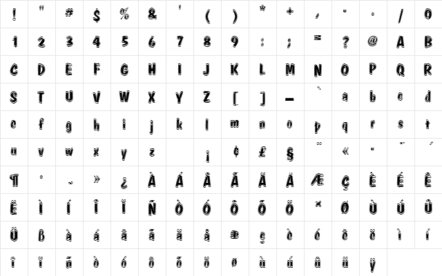DomCasualDBolIn1 Regular  glyph index