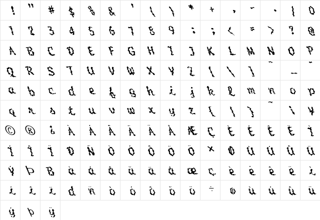 FZ WACKY 53 LEFTY Normal  glyph index