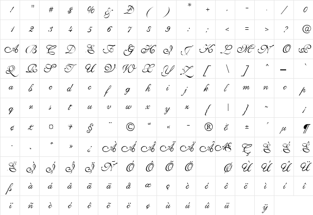 NARVIK Regular  glyph index