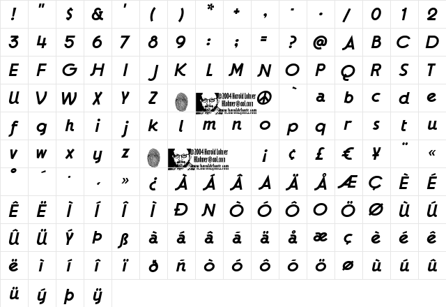 GaumontItalic Regular  glyph index