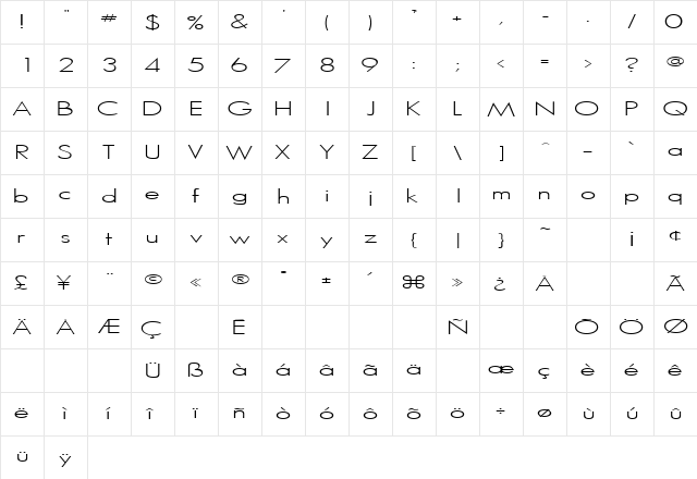 SpressoSSK Regular  glyph index