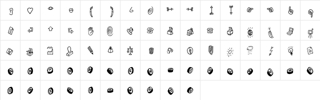 Handwriter-Symbols Regular  glyph index