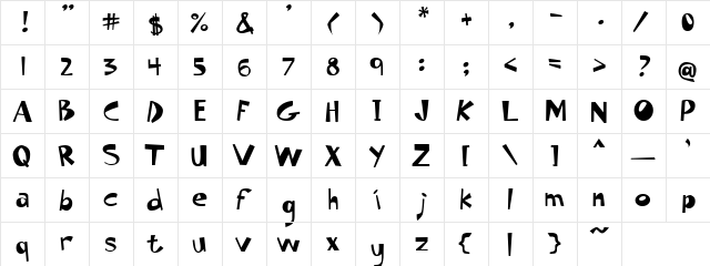 PC Hawaiian Hut Regular  glyph index