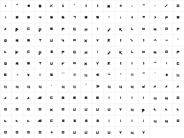 Vermin Vibes Redux Regular  glyph index