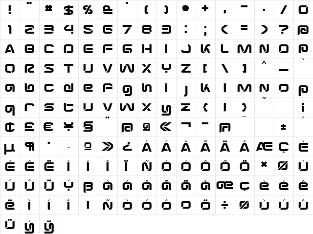 SynthesisRegular Regular  glyph index