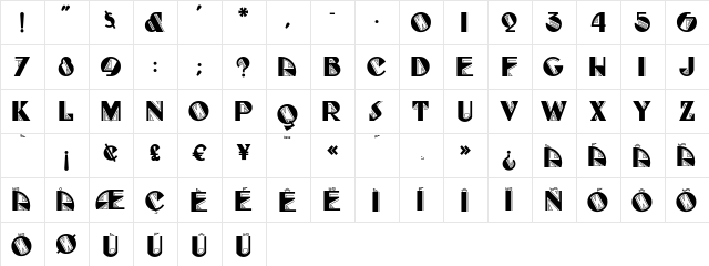FullTiltBoogie Regular  glyph index