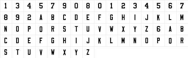NFL Varsity Block A Regular  glyph index