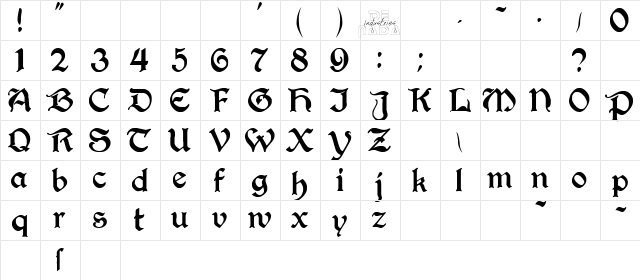 Legend 1 Regular  glyph index