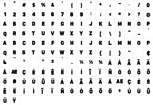 MEDIO VINTAGE Regular  glyph index