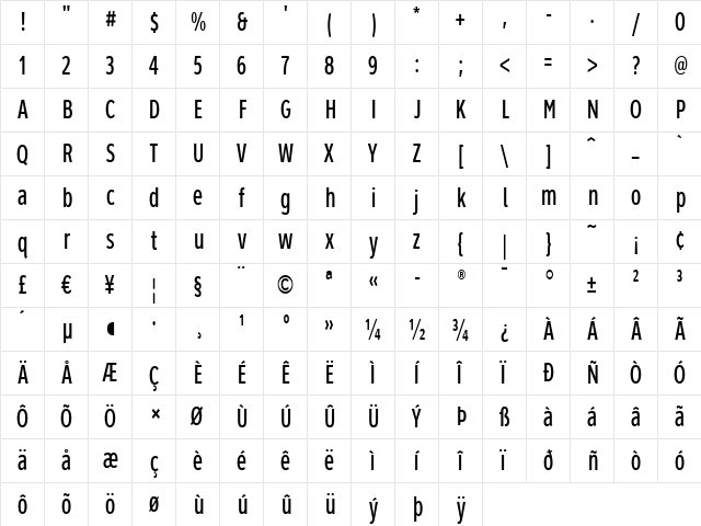 ClearviewHwy-1-W Regular  glyph index
