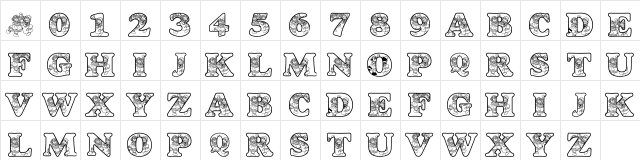 LMS Dancing Rag Dolls Regular  glyph index