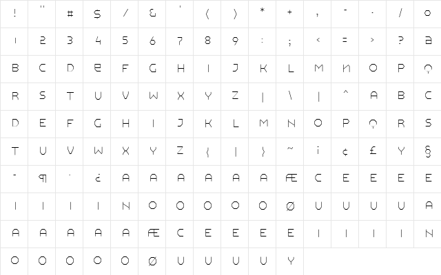 Pullman ExtraLight  glyph index