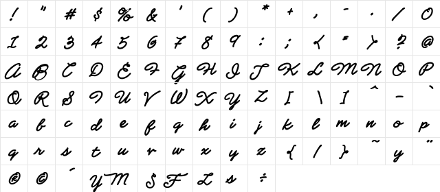 CCMatineeIdol Bold  glyph index