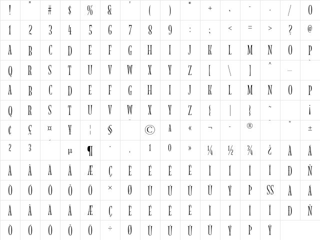 Magnolia MVB Std Regular  glyph index