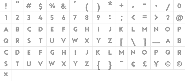 Tourmaline Lines  glyph index