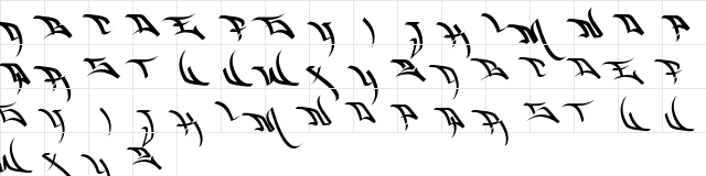 HardWay Basic  glyph index