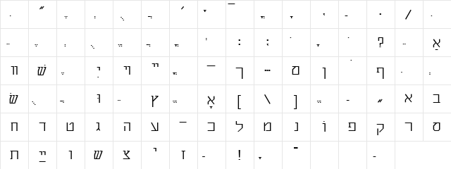 ShalomStick Regular  glyph index