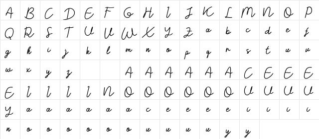 BelagianaFlowersDEMO Regular  glyph index