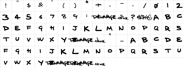 delarge marker pen Regular  glyph index