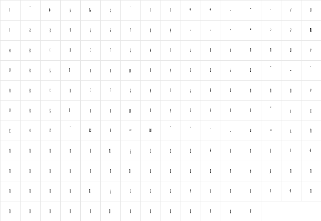 MacroscopicE Regular  glyph index