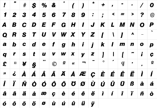 Iolympia ExtraBold  glyph index