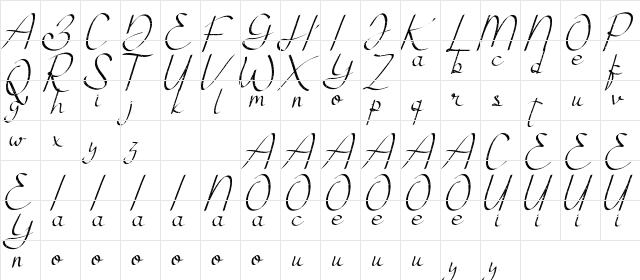 Atthia Demo Vintage Regular  glyph index