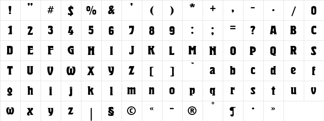 HeroldC Bold  glyph index