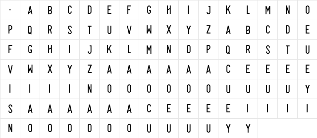 Alpha Medium Regular  glyph index