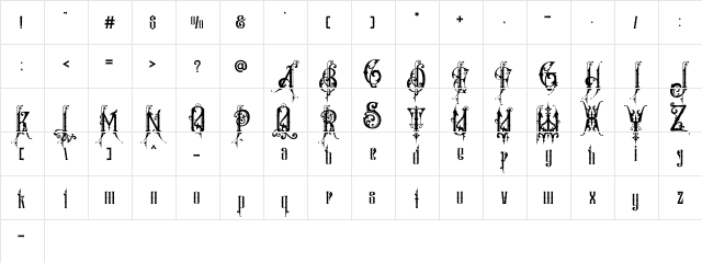 Bastille Vredeburg Demo Regular  glyph index