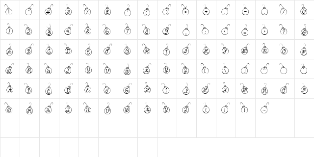 LD Christmas Balls Regular  glyph index